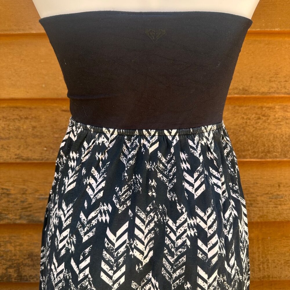 Roxy Black & White Strapless Maxi Dress Size M - Picture 7 of 8